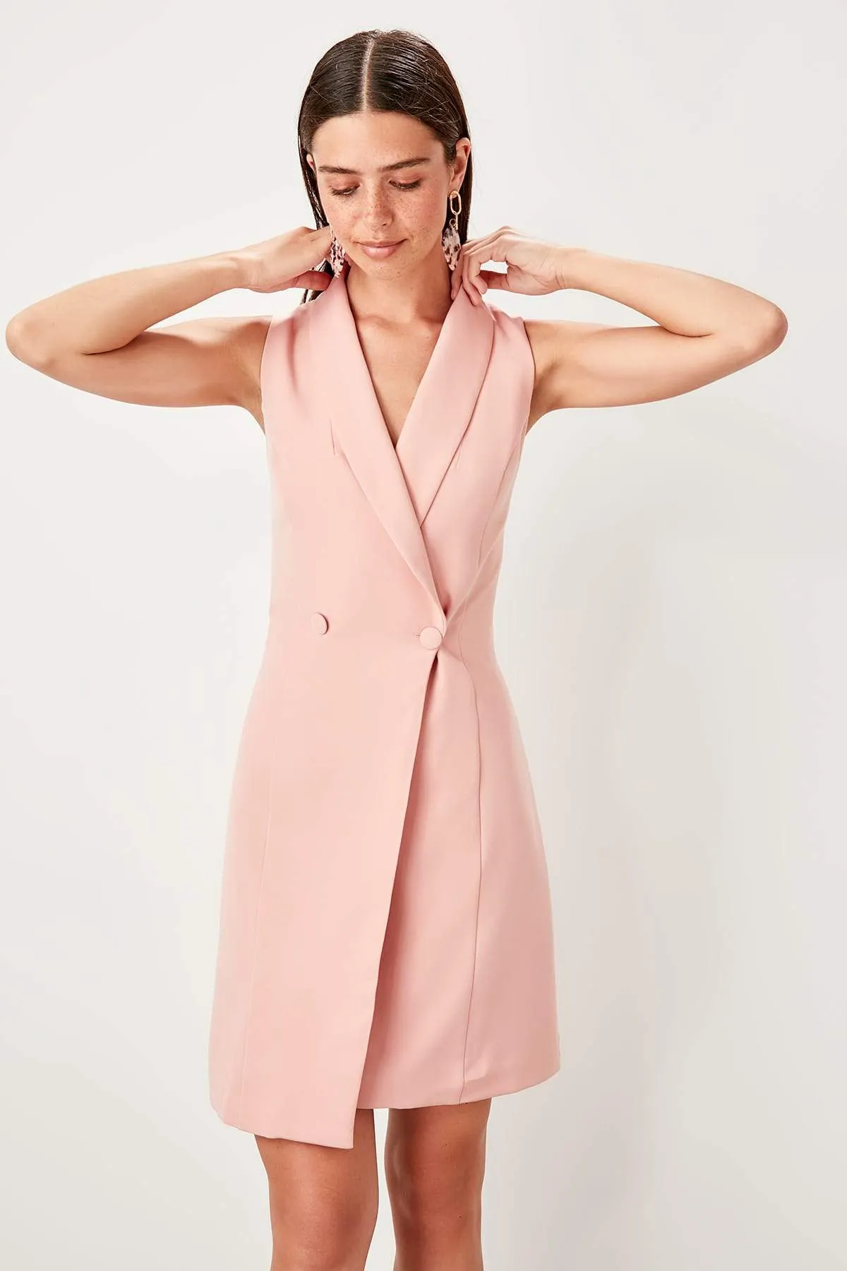 13466 Powder Sleevess Jacket Dress