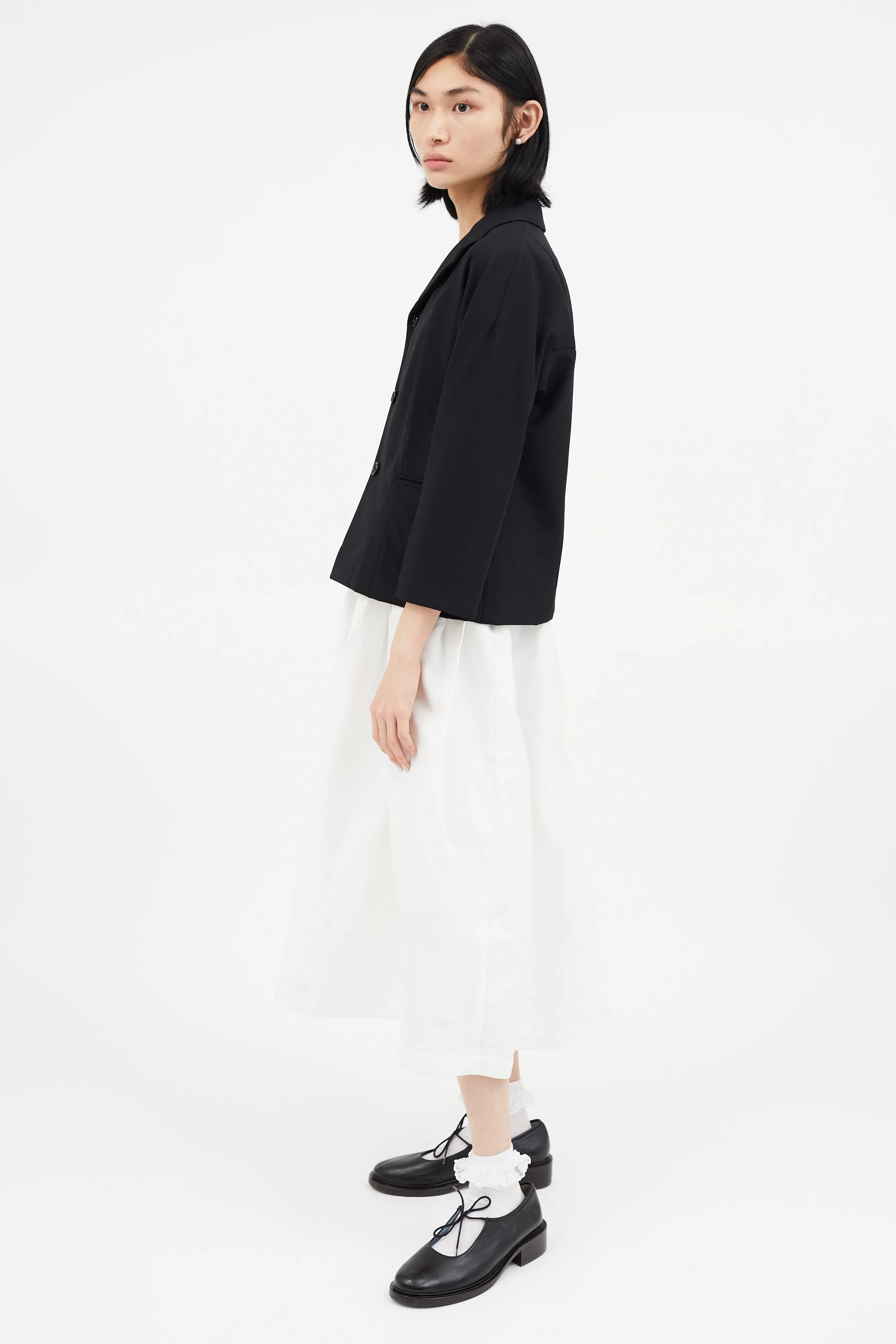 Black Wool Drop Shoulder Blazer