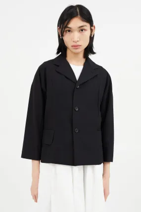 Black Wool Drop Shoulder Blazer