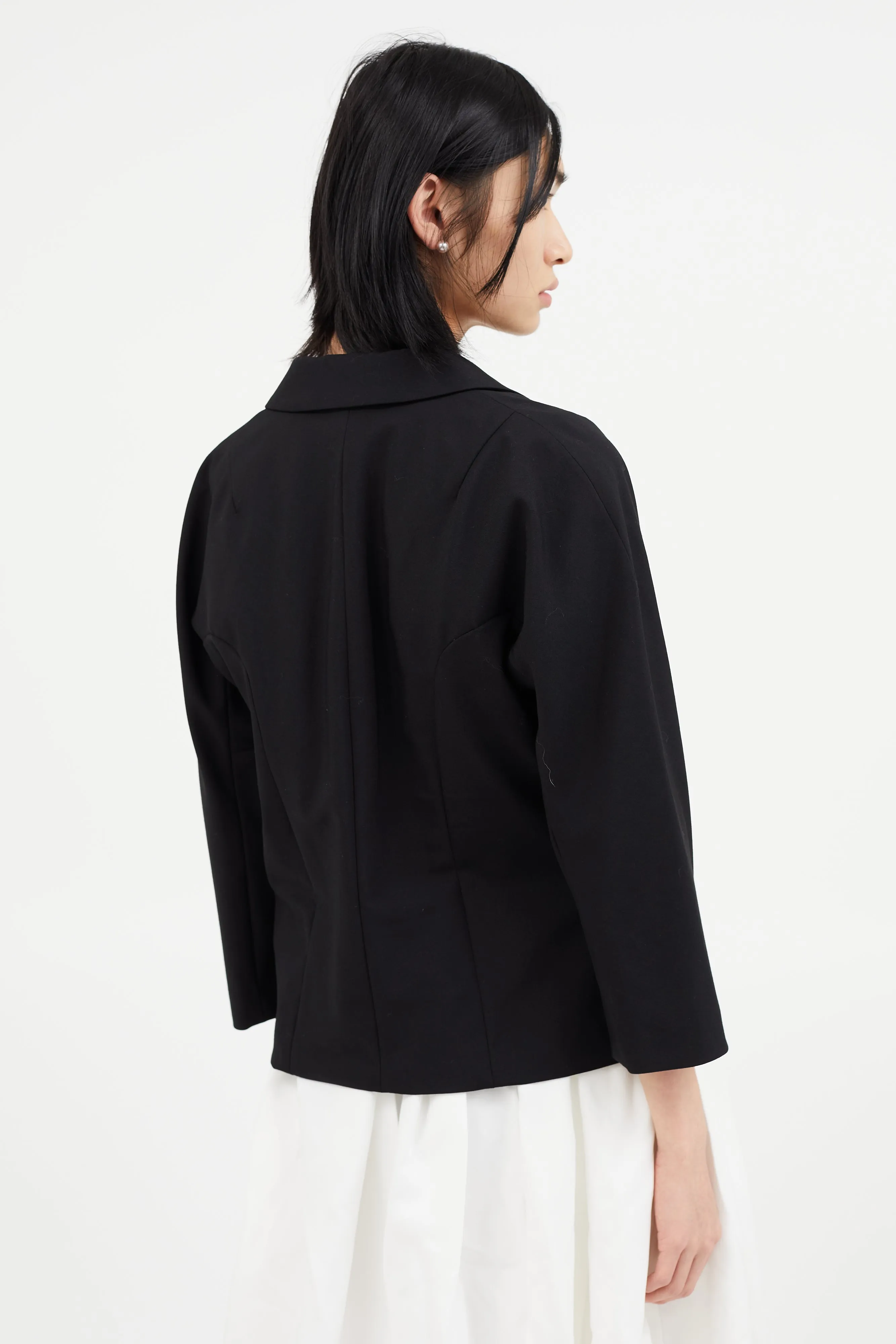 Black Wool Drop Shoulder Blazer