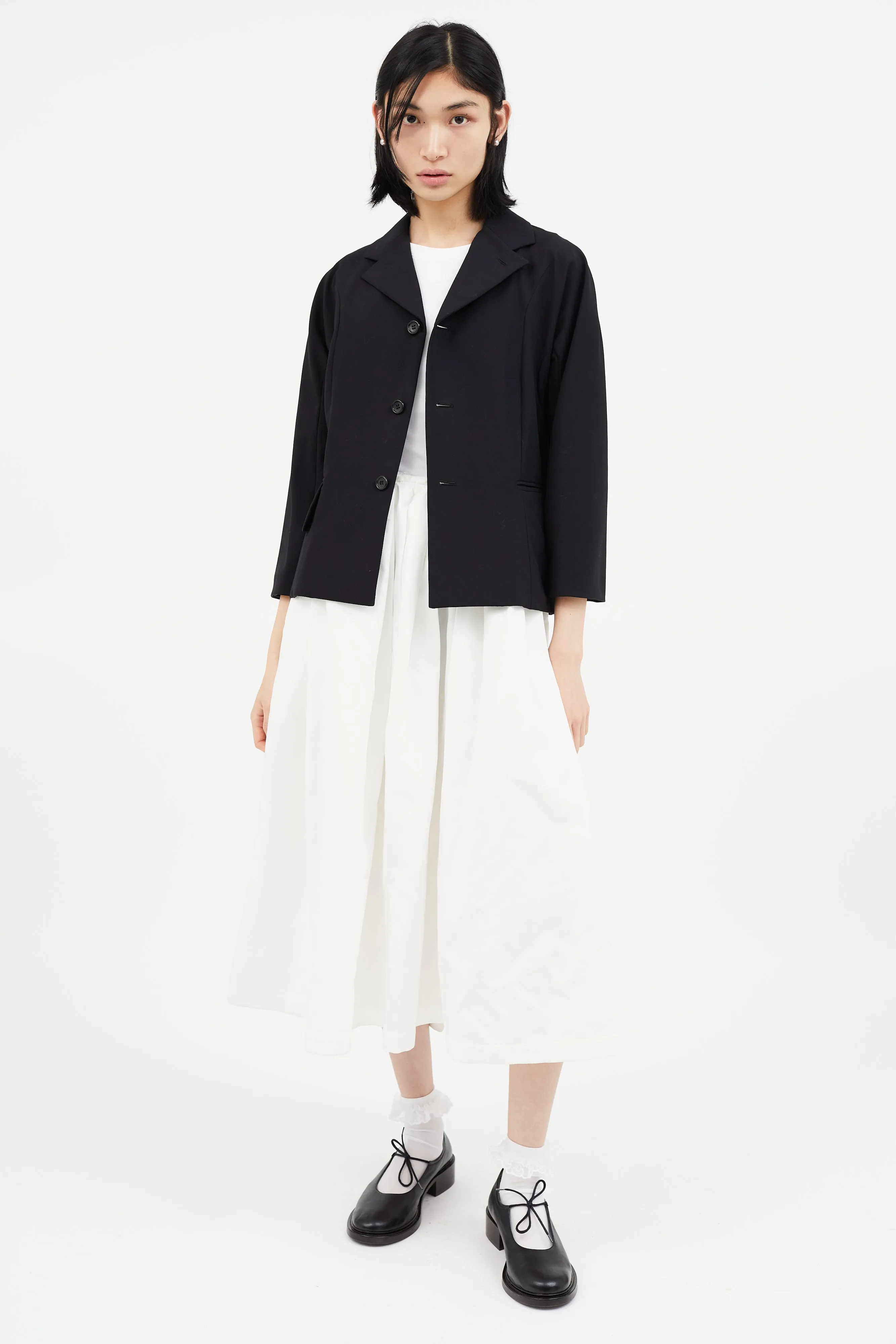Black Wool Drop Shoulder Blazer