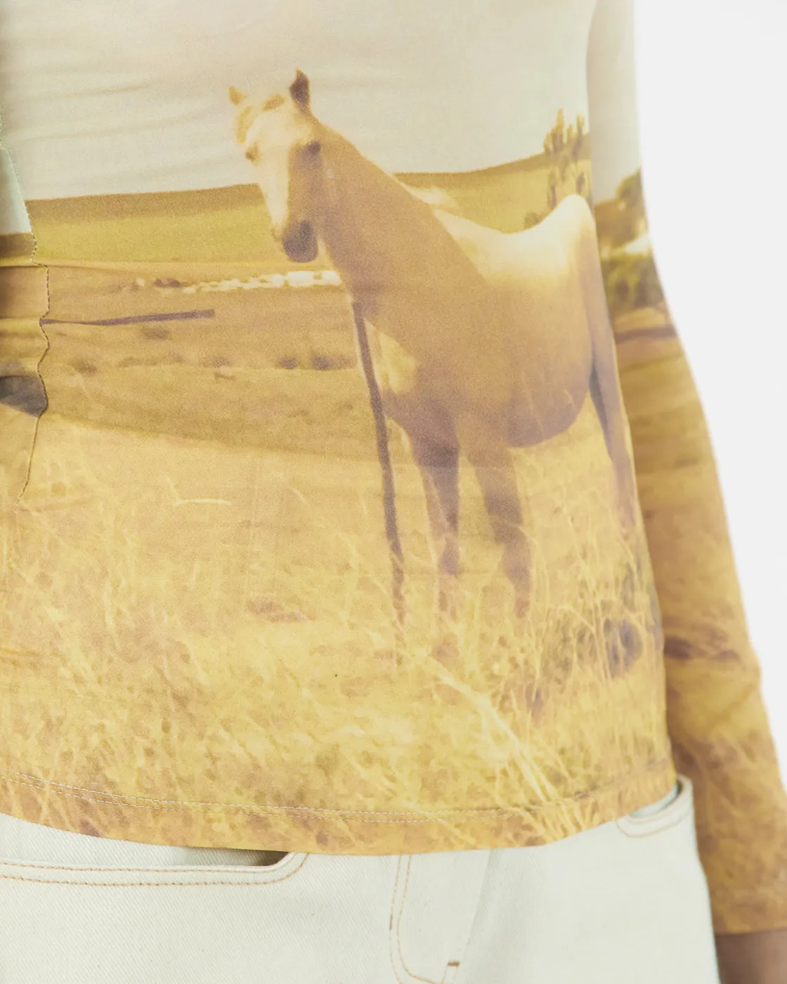 Bronte Top Mesh Print Horse