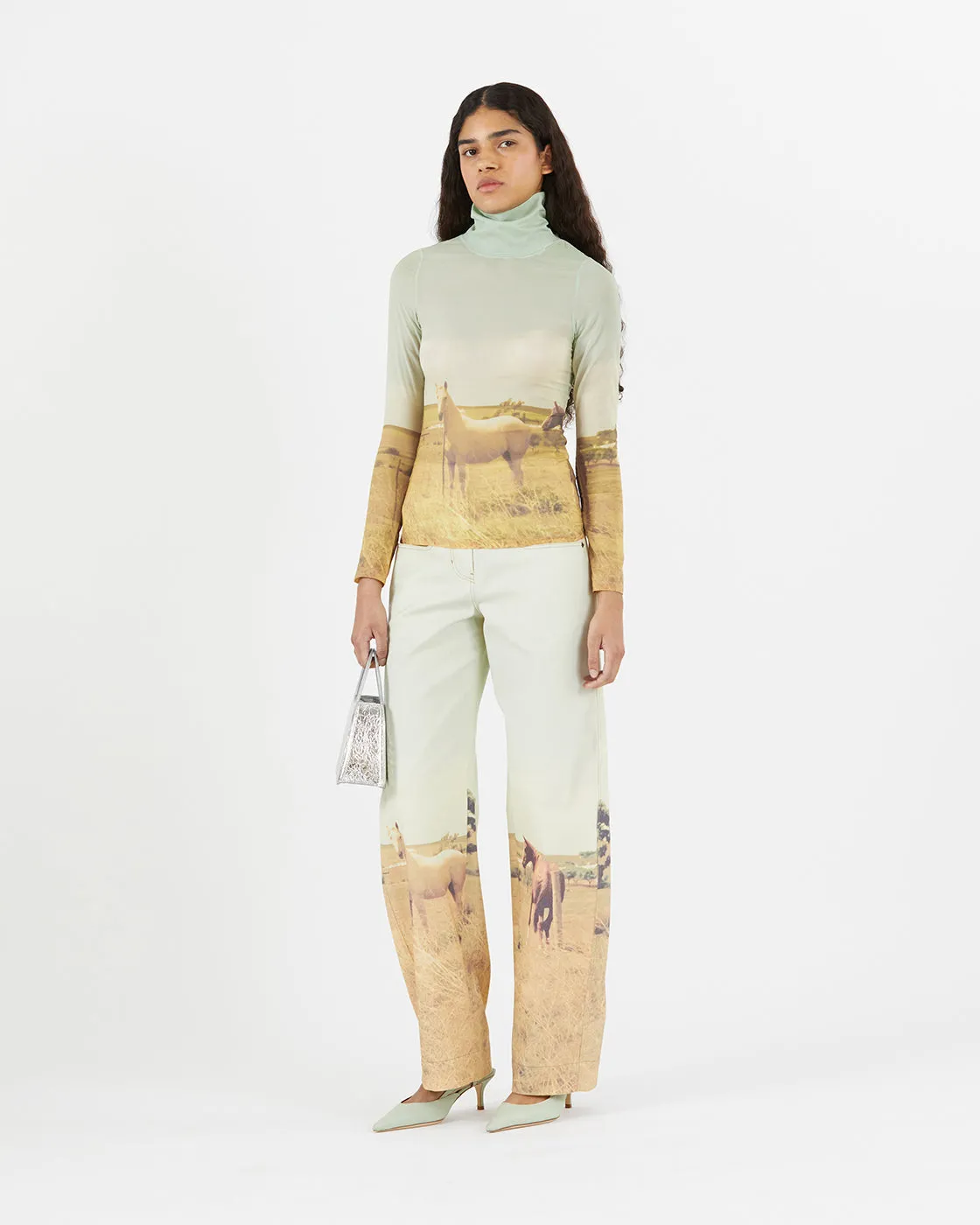 Bronte Top Mesh Print Horse