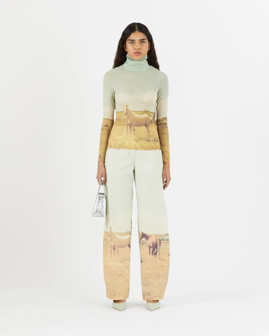 Bronte Top Mesh Print Horse