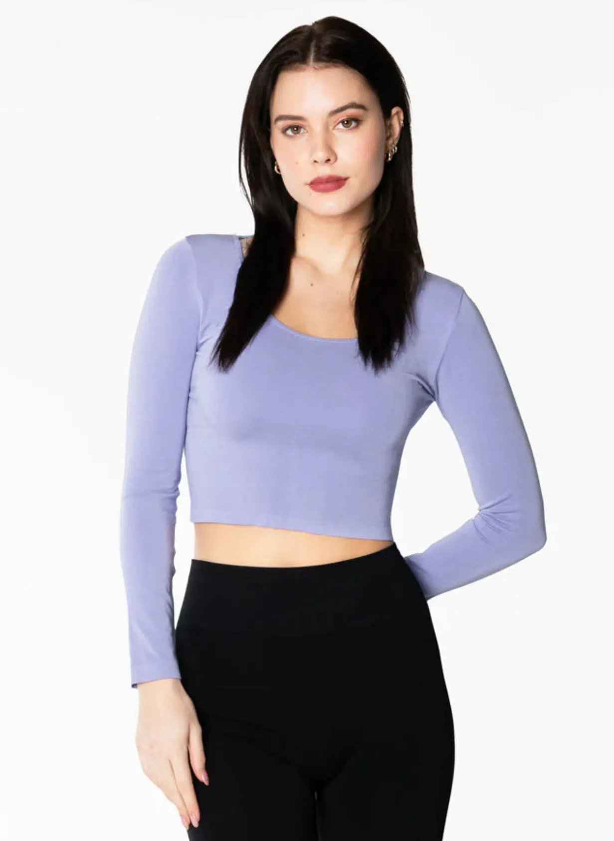 C'EST MOI BAMBOO L/S CROP SCOOP NECK TOP