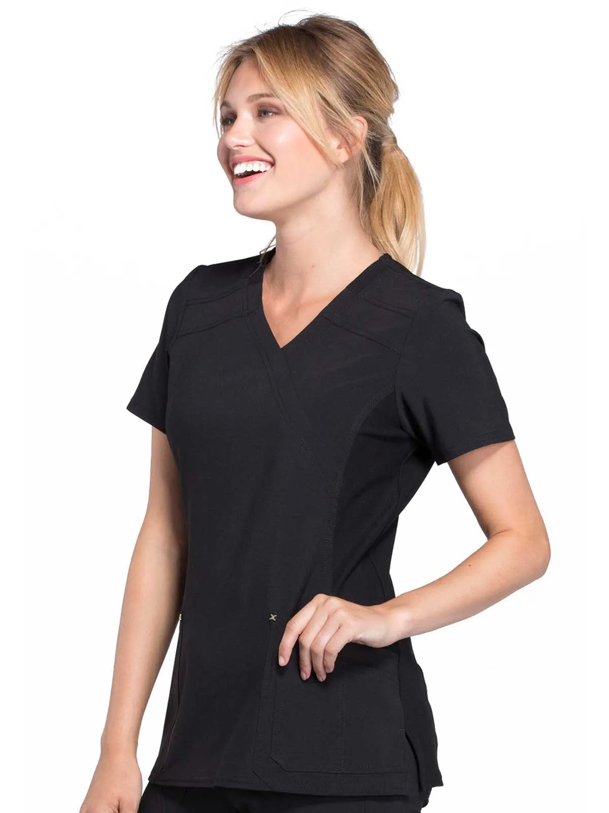 Iflex - Women's Mock Wrap Knit Panel Solid Top