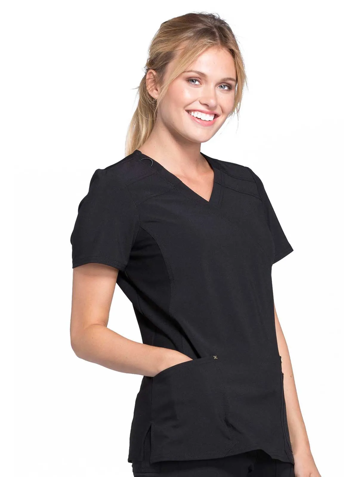 Iflex - Women's Mock Wrap Knit Panel Solid Top