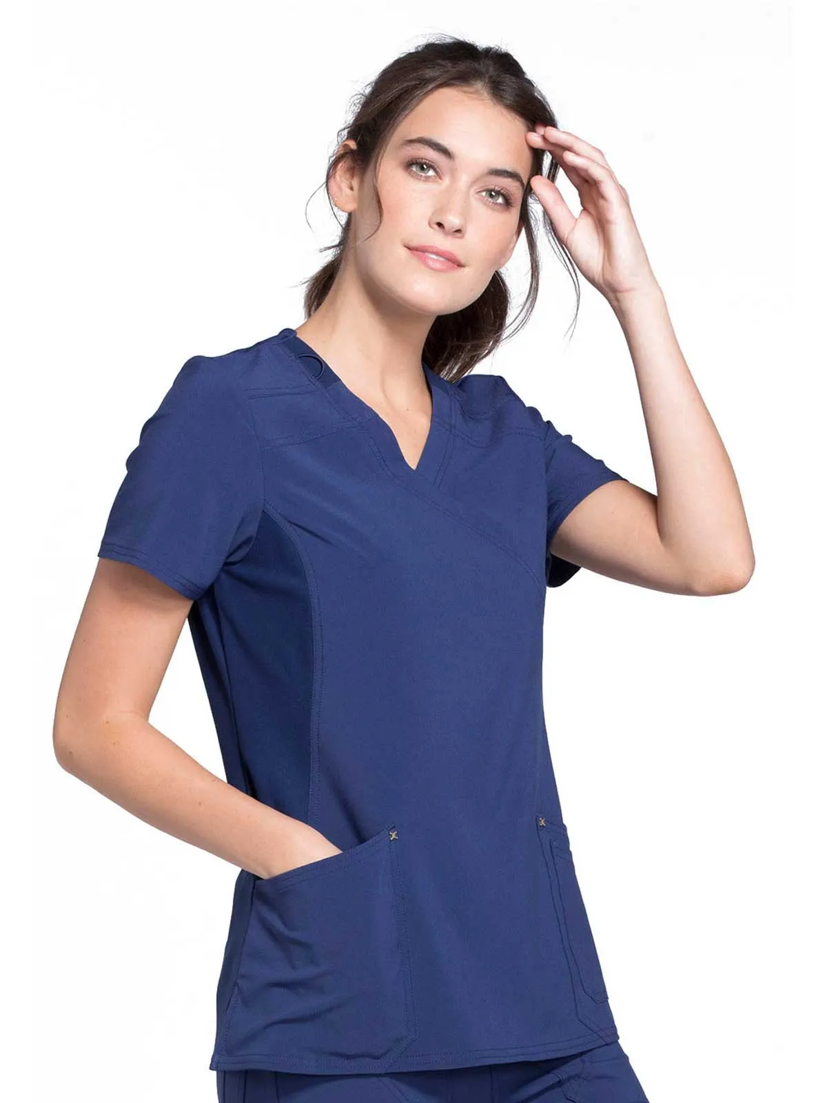 Iflex - Women's Mock Wrap Knit Panel Solid Top