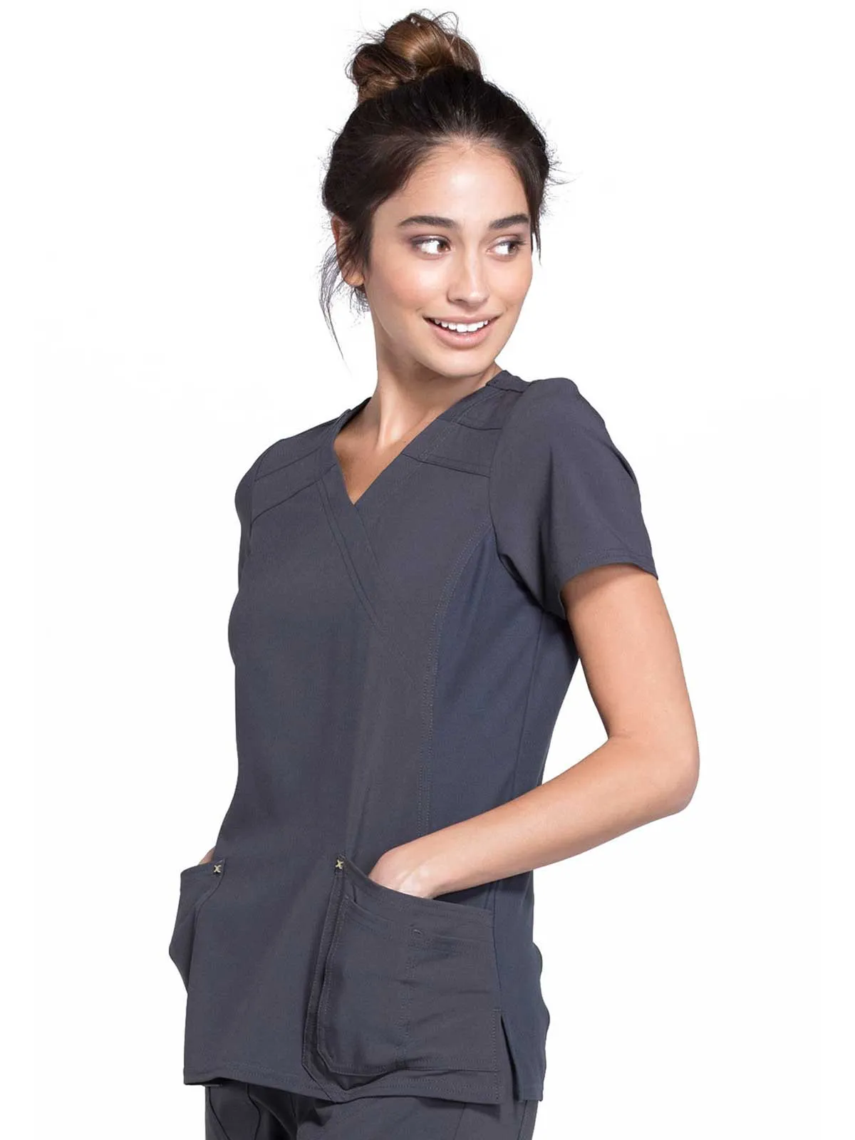 Iflex - Women's Mock Wrap Knit Panel Solid Top