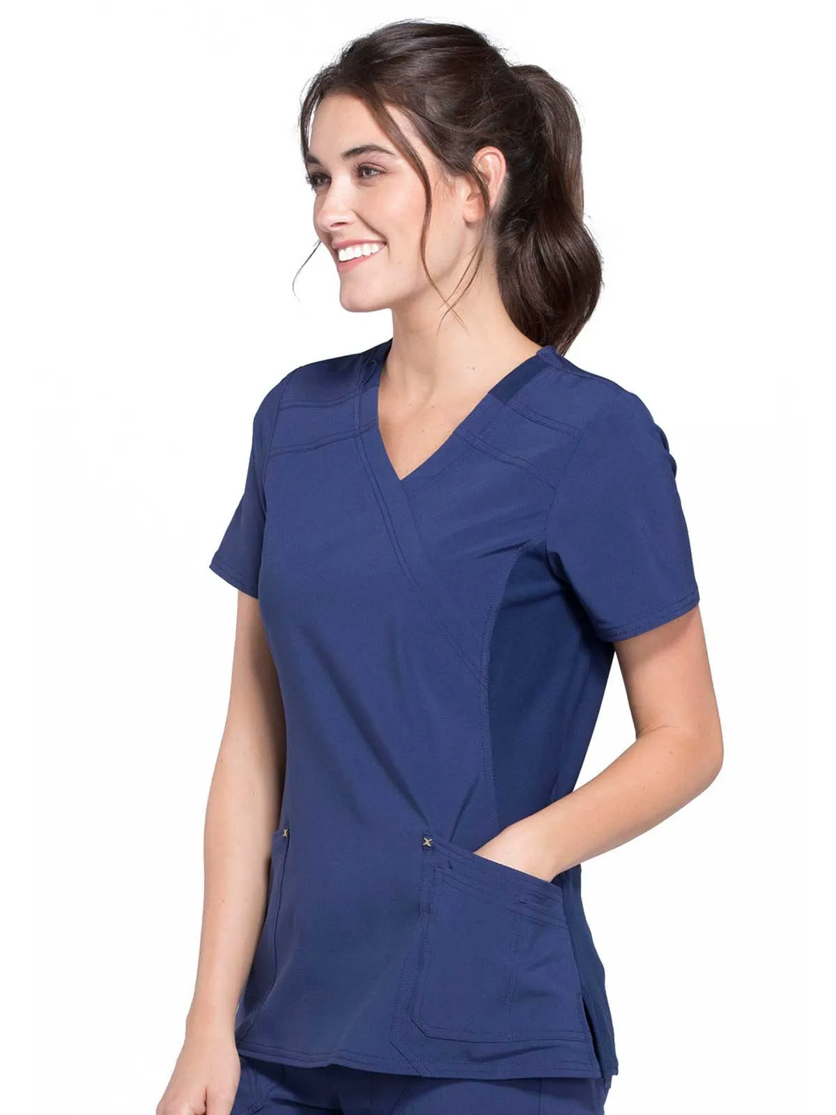Iflex - Women's Mock Wrap Knit Panel Solid Top