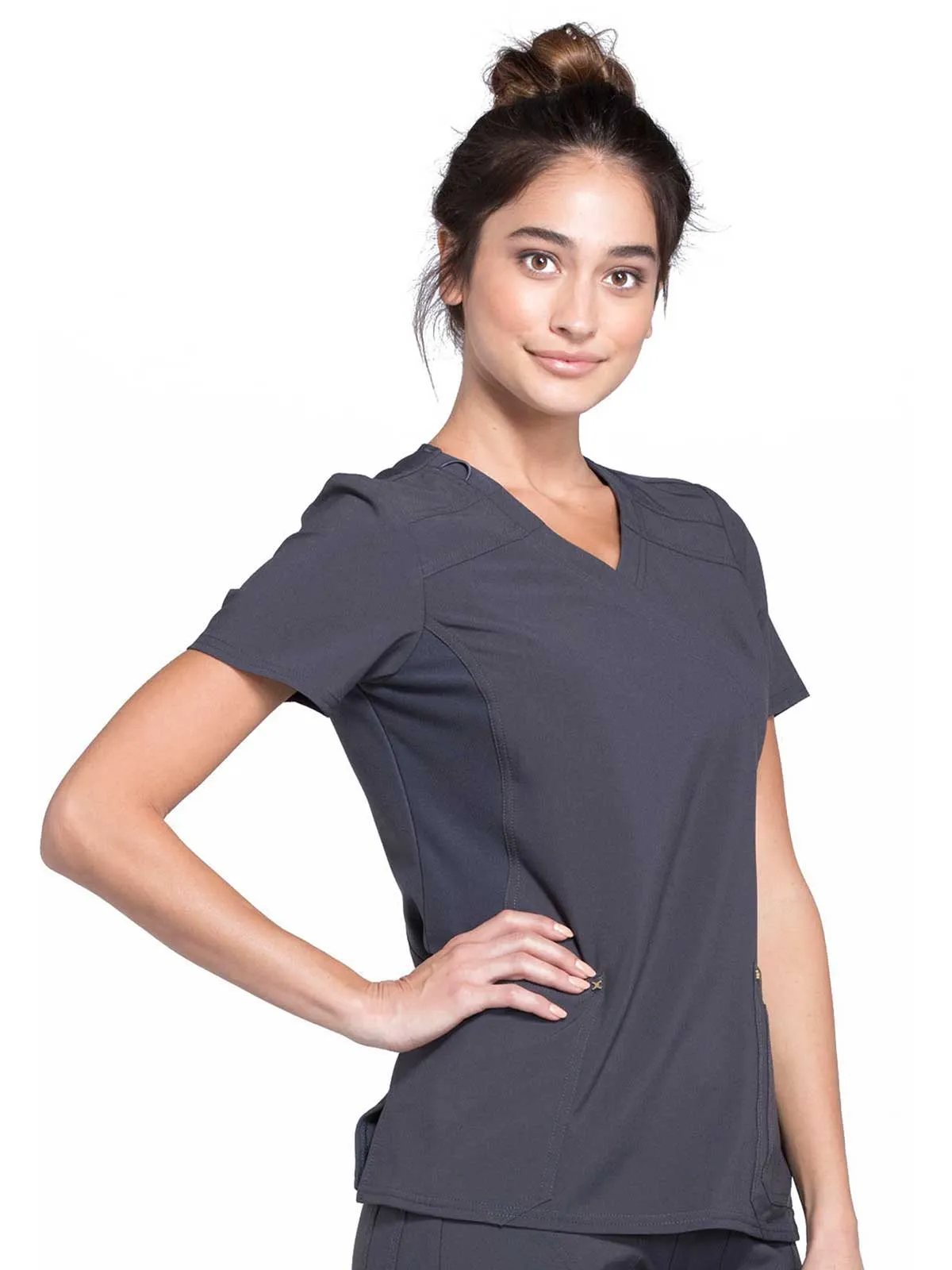 Iflex - Women's Mock Wrap Knit Panel Solid Top
