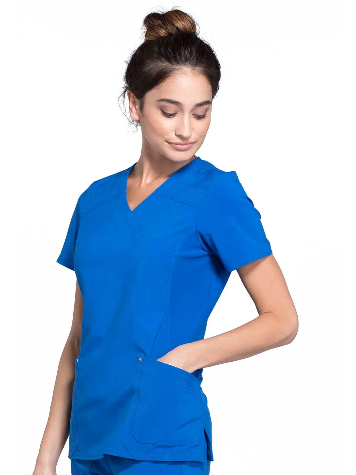 Iflex - Women's Mock Wrap Knit Panel Solid Top