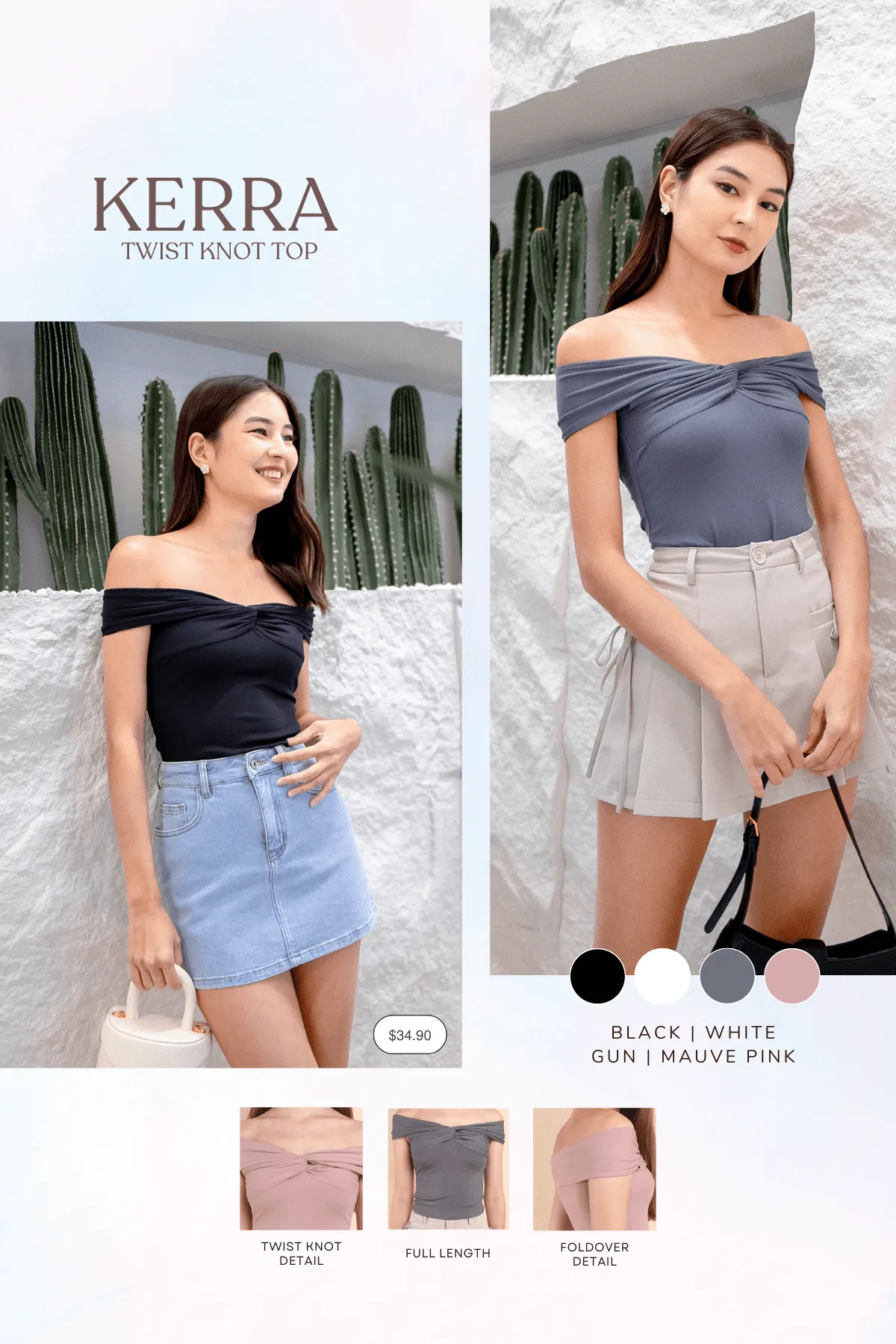 KERRA TWIST KNOT TOP IN WHITE
