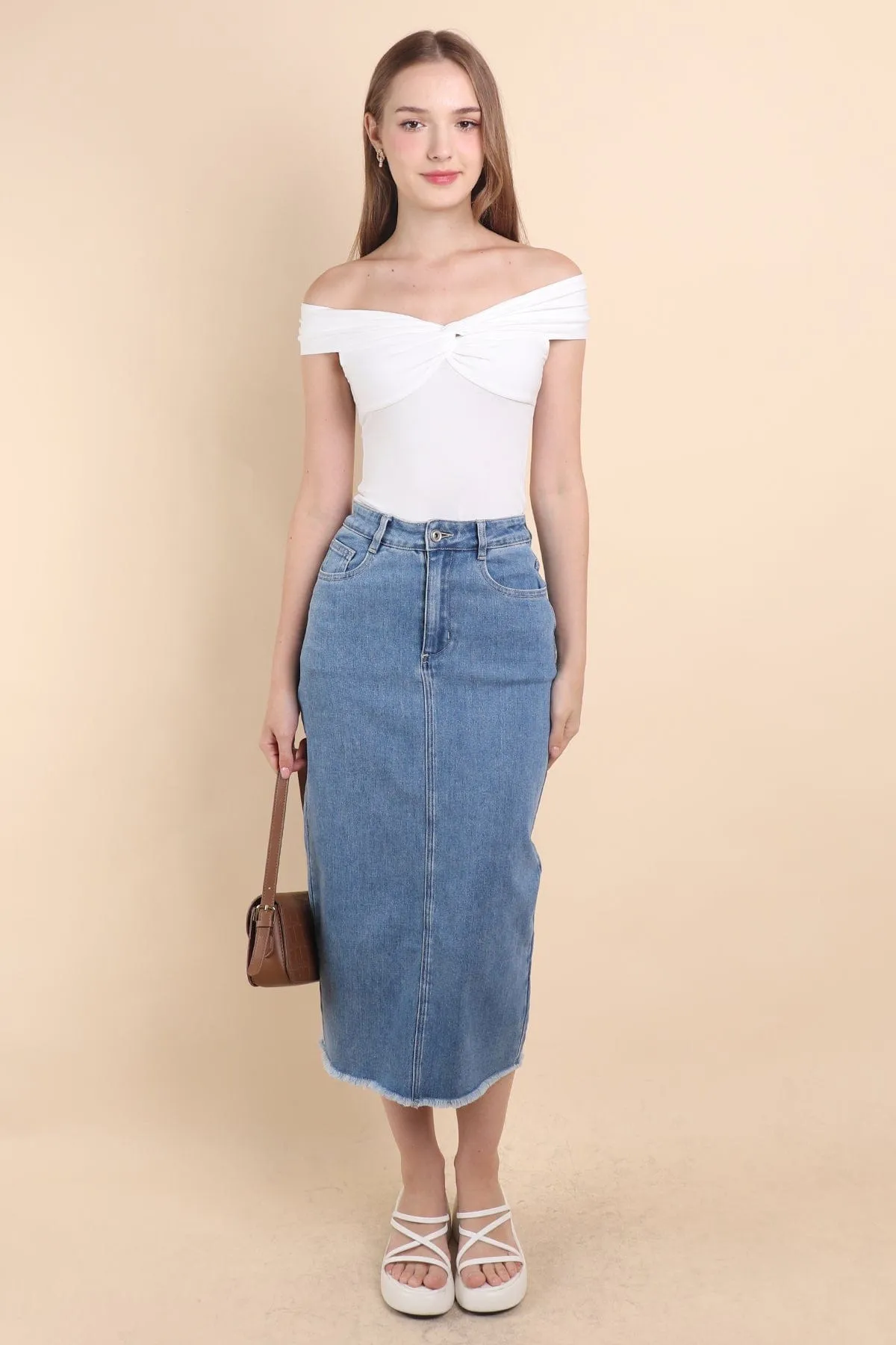 KERRA TWIST KNOT TOP IN WHITE
