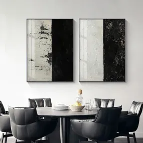 Minimalist Black White Color Block Abstract Wall Art Fine Art Canvas Prints Modern Pictures For Urban Loft Apartment Living Room Decor