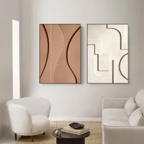 Minimalist Contours Bare Abstract Wall Art Canvas Prints Neutral Color Modern Pictures For Urban Apartment Living Room Home Office Interior Decor