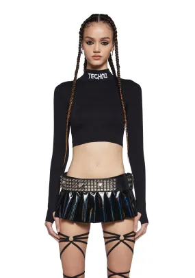 Techno Snob Mock Neck Top - Black